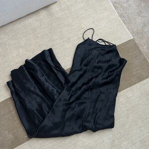 Elegant Black Satin Slip Dress